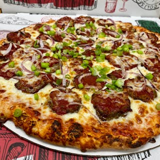 Mavericks Meatball Pizza